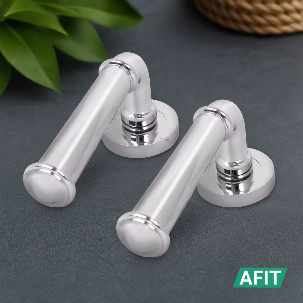 AFIT Polished Chrome Aluminium Door Handle Latch Set in Silver, Size: 150 x 150 mm – 6