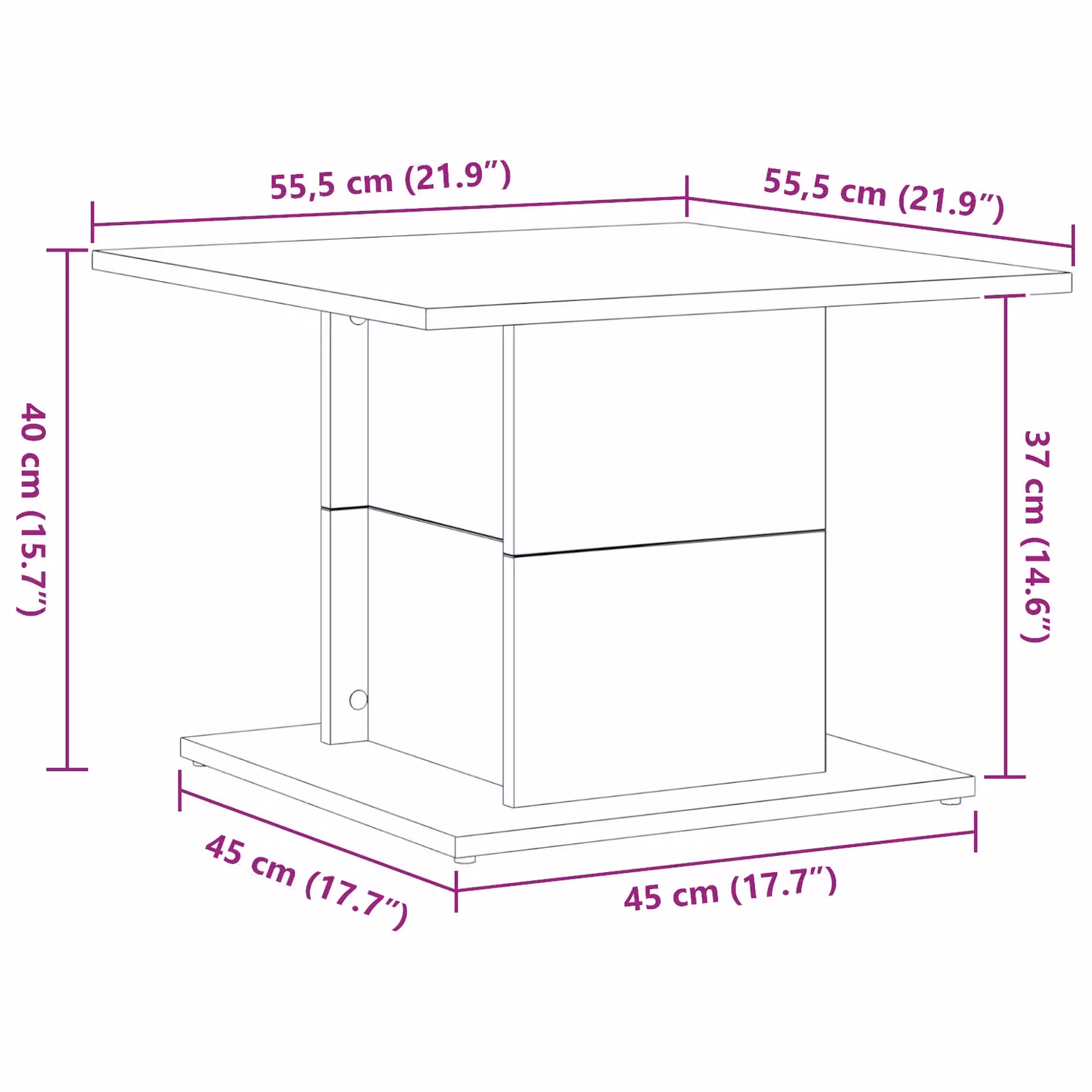 Berkfield Home Modern Square Coffee Table in Black Oak, W/D/H: 55.5 x 55.5 x 40 cm – 4