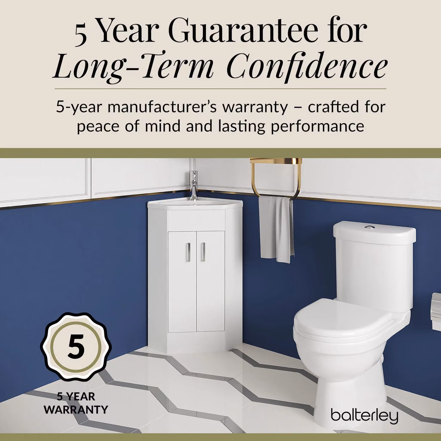Balterley Modern Glossy White Floor Standing Corner Bathroom Vanity Unit and Toilet Set – 5