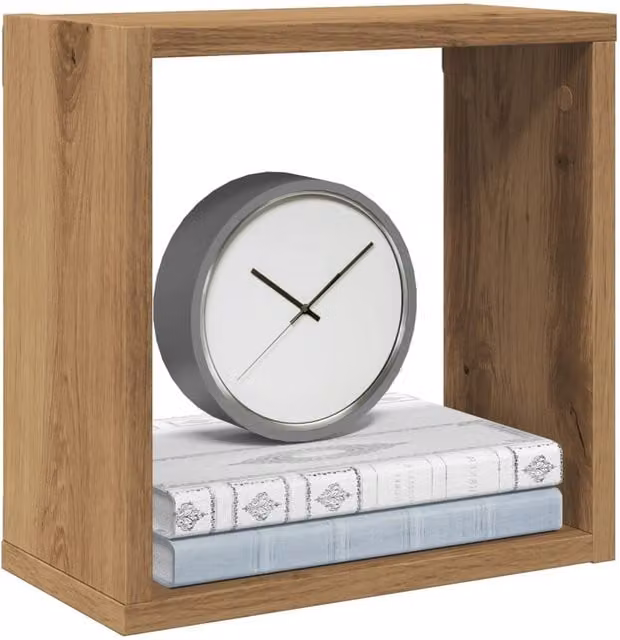 Berkfield Home Wall Mounted Cube Shelves, 4 Piece Artisan Oak Set in Brown, W/D/H: 30 x 15 x 30 cm