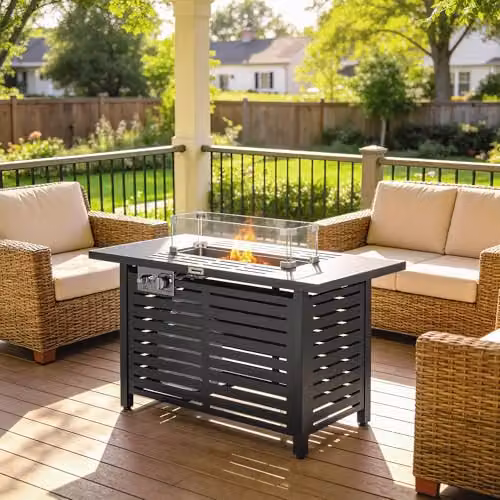 Outsunny Black Propane Gas Fire Pit Table with Rain Cover, W/D/H: 157.5 x 142.2 x 142.2 cm – 8