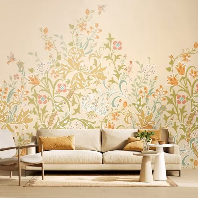 Origin Murals Trailing Lily Wall Mural in Buttercup Yellow and Multicolour, Width: 300 cm