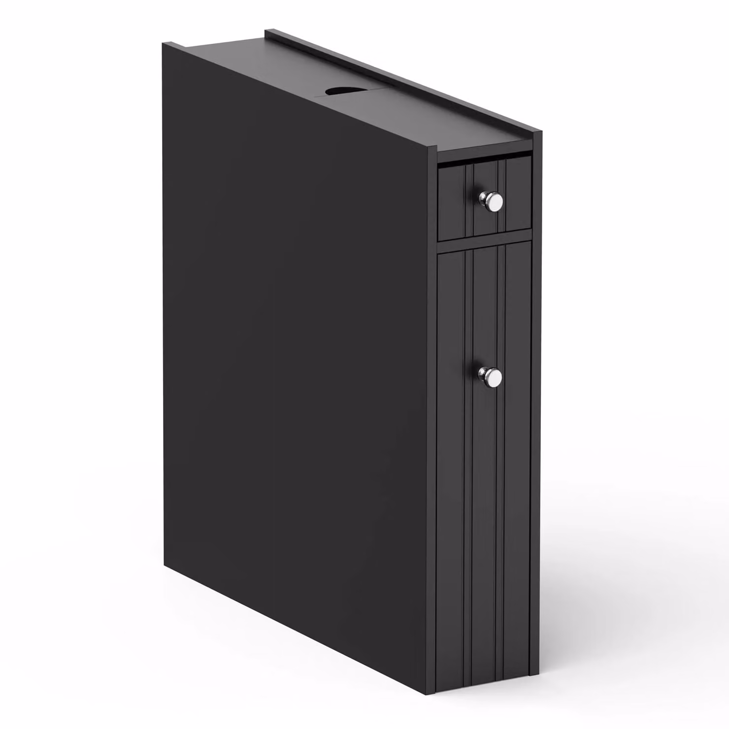 VonHaus Shrewsbury Slimline Freestanding Shaker Style Bathroom Storage Unit in Black, W/D/H: 14.2 x 50.0 x 58.0 cm – 7