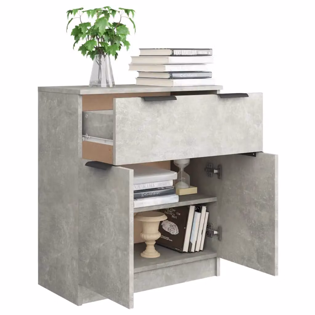 Berkfield Home Modern Sideboard in Concrete Grey, W/D/H: 60 x 30 x 70 cm – 2