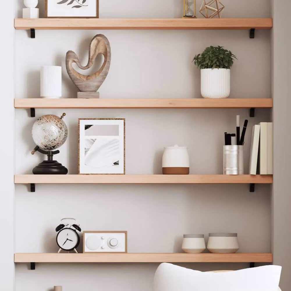 Berkfield Home Wall Mounted Oak Shelf in Light Oak, W/D/H: 100 x 10 x 4 cm – 1