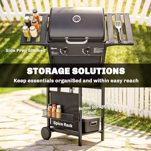 Outsunny Gas Barbecue Grill with Warming Rack, Thermometer and Wheels, Black – 5