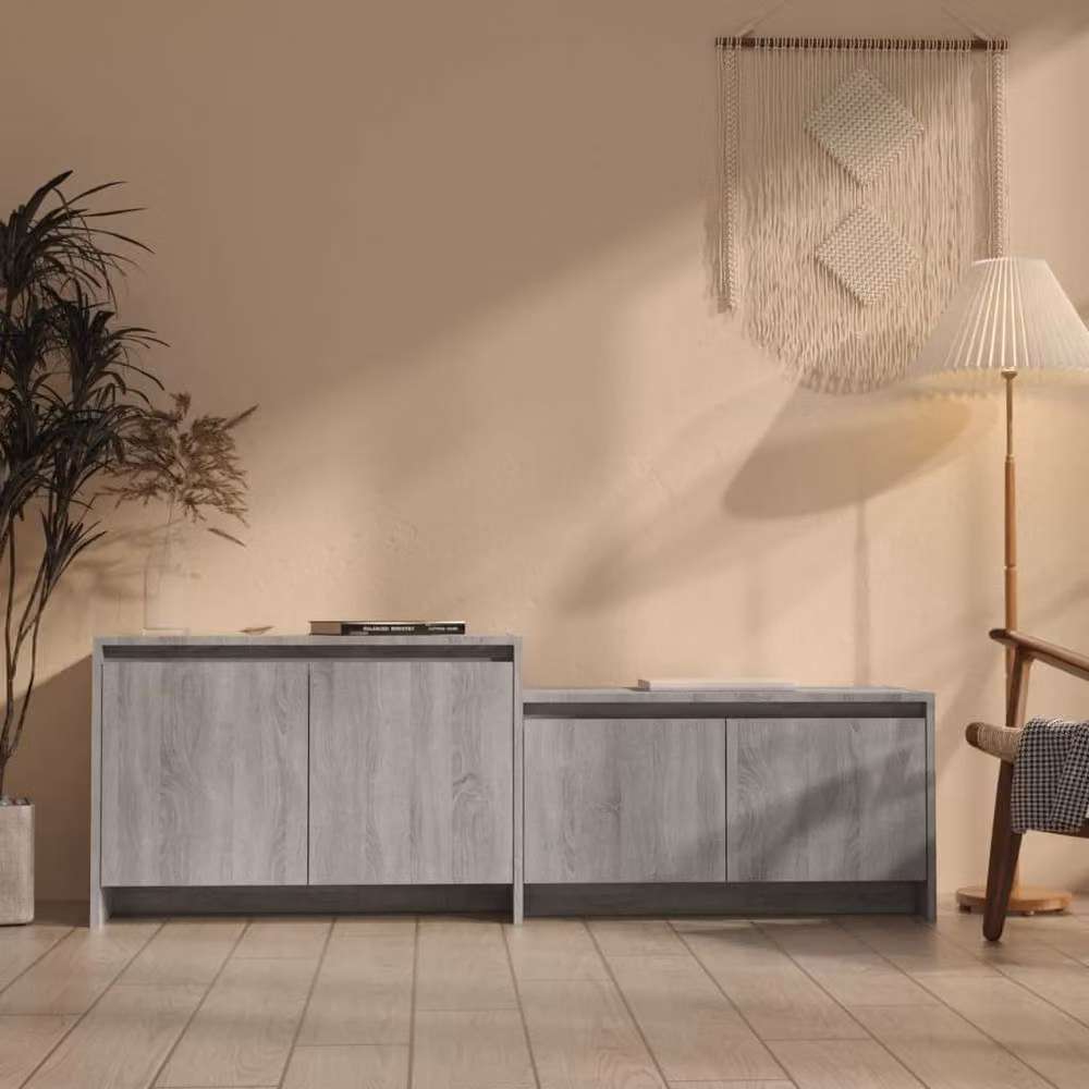 Berkfield Home Grey Sonoma TV Cabinet in Engineered Wood W: 146.5 cm, D: 35 cm, H: 50 cm – 2