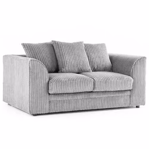 Bliss Furniture Jumbo Cord Scatter Back 2-Seater Sofa in Silver Grey, W/D/H: 155 x 87 x 75 cm – 1