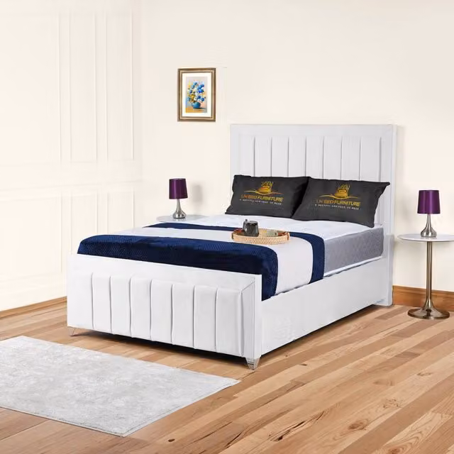 UK Bed Furniture Siarra Ottoman Gas Lift Upholstered Bed in White, Single (90 x 200 cm) – 1
