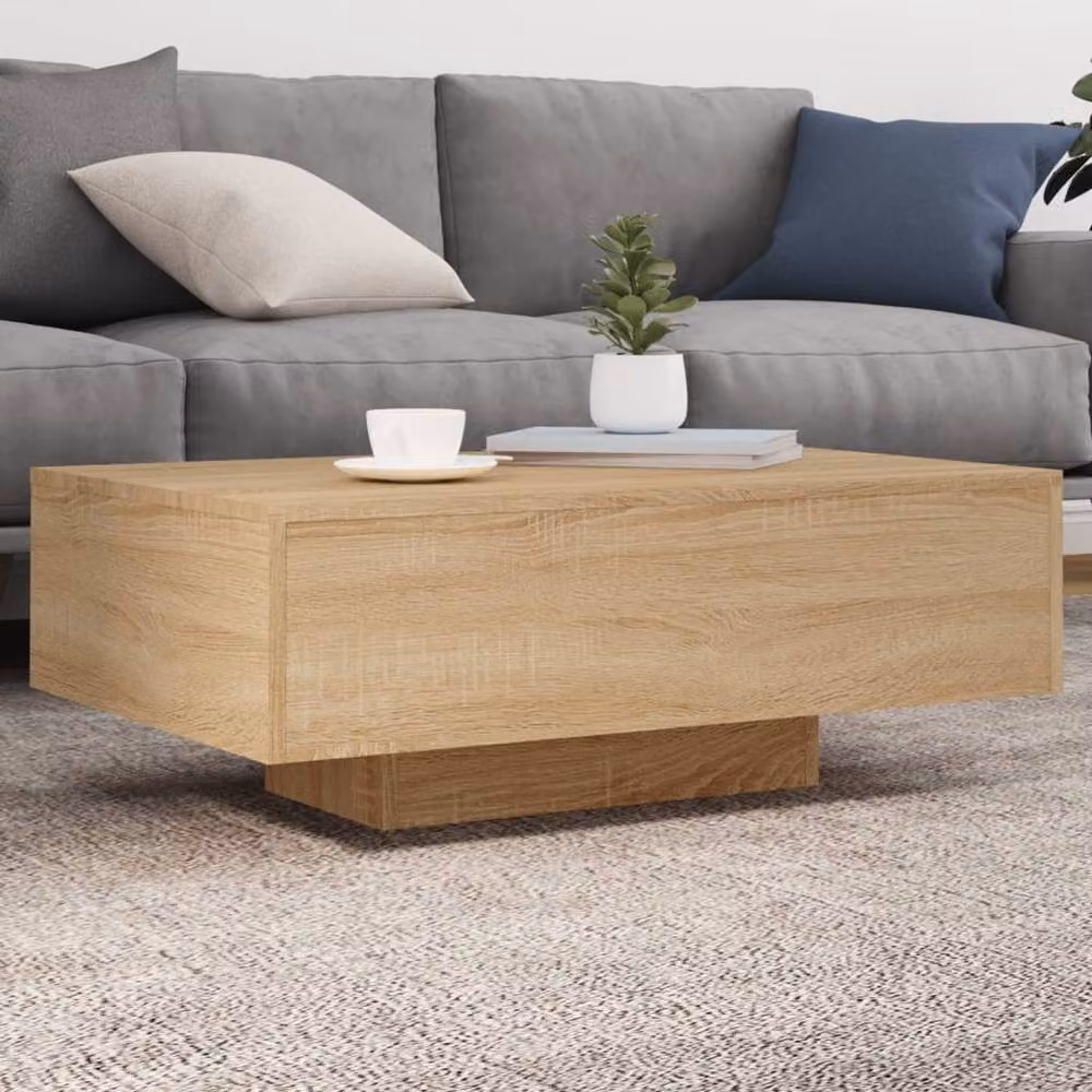Berkfield Home Sonoma Oak Coffee Table with LED Lights in Brown, W: 85 cm, D: 55 cm, H: 31 cm – 2