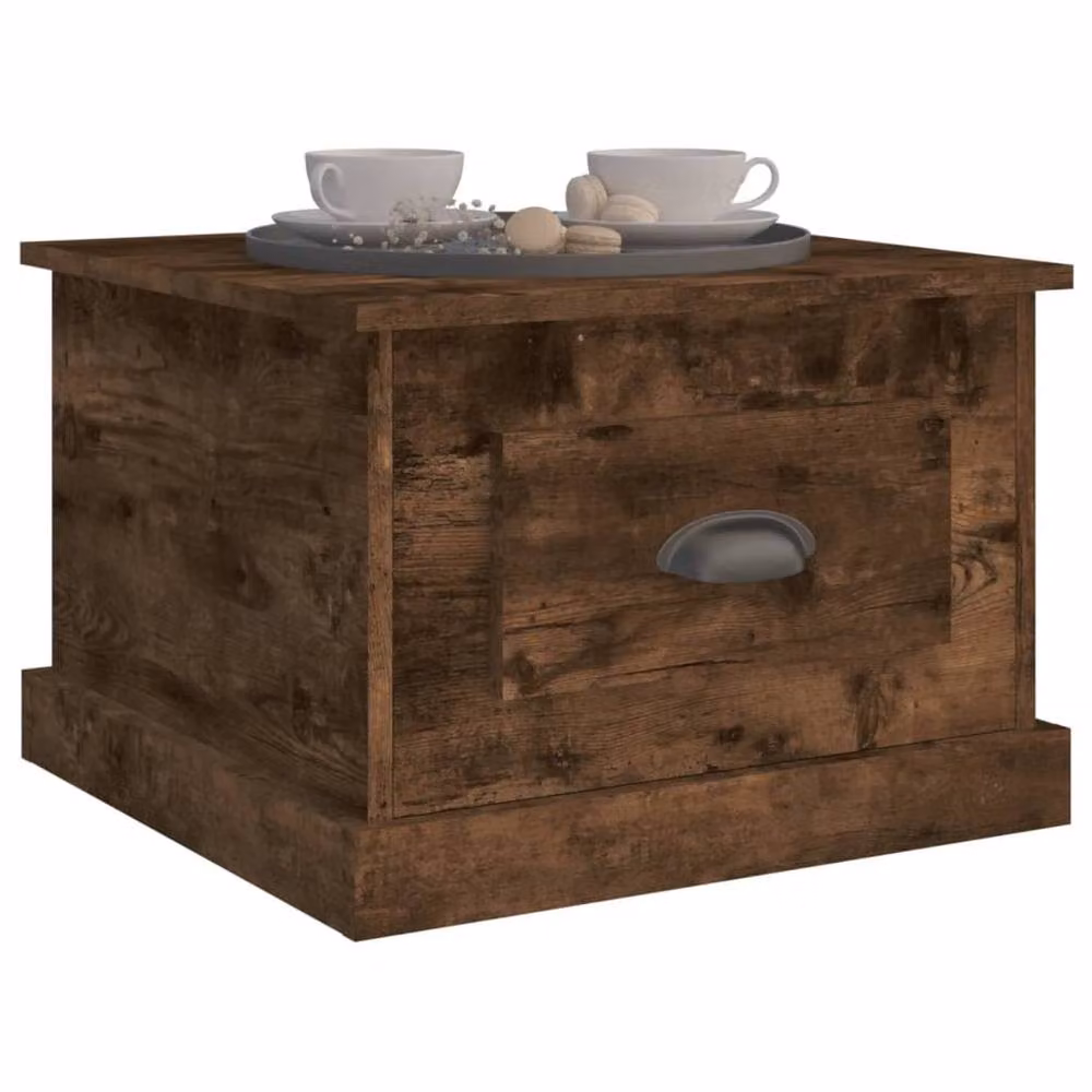 Berkfield Home Smoked Oak Coffee Table in Brown, W/D/H: 50 x 50 x 35 cm – 3