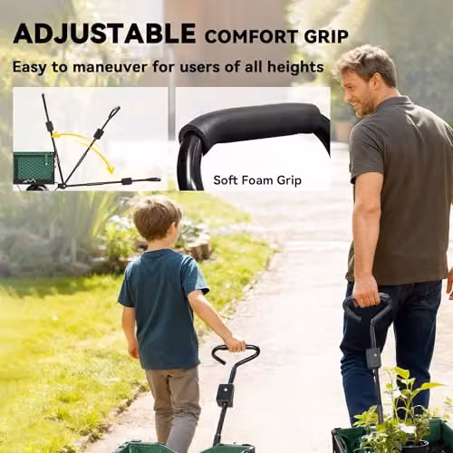 Outsunny Garden Trolley Cart with Removable Liner and Quick-Release Sides, Green – 5