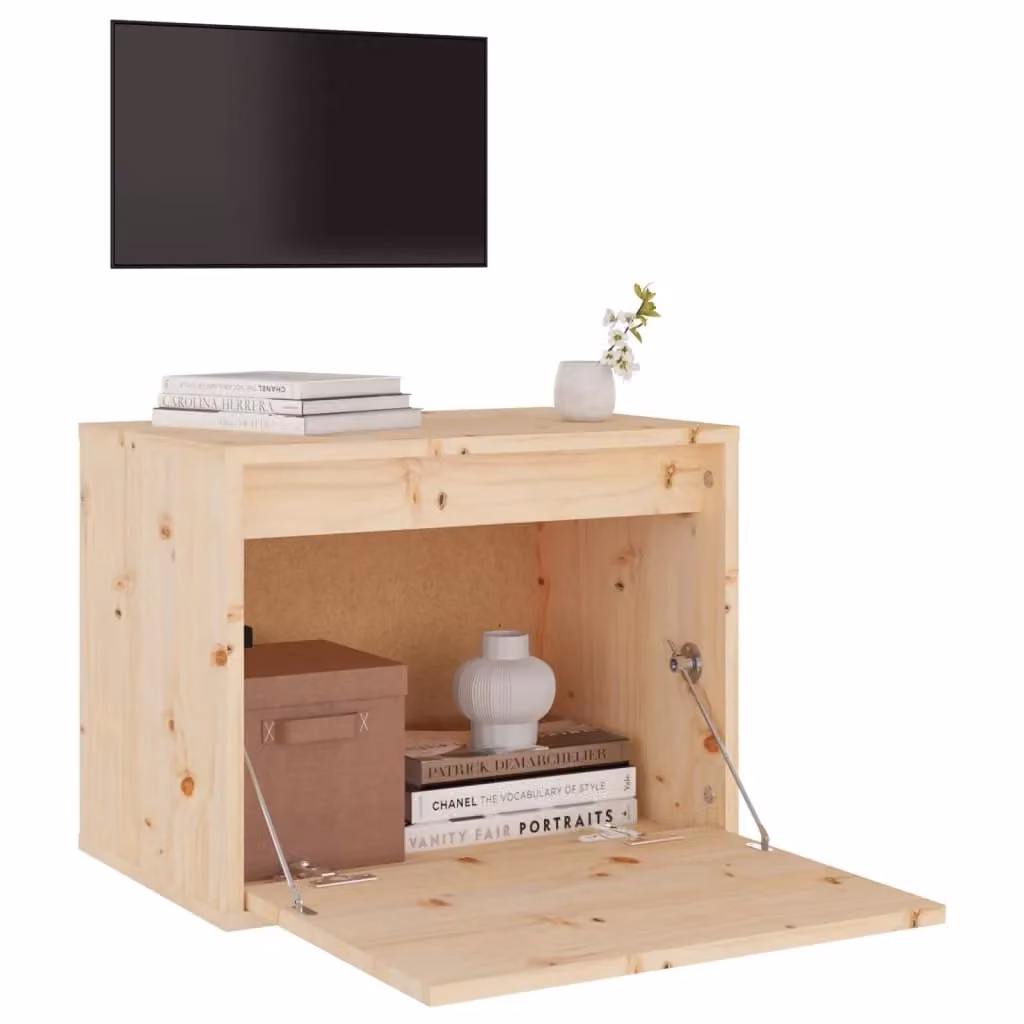Berkfield Home Wall Mounted Solid Pinewood Cabinet in Brown, W: 45 cm, D: 30 cm, H: 35 cm – 2