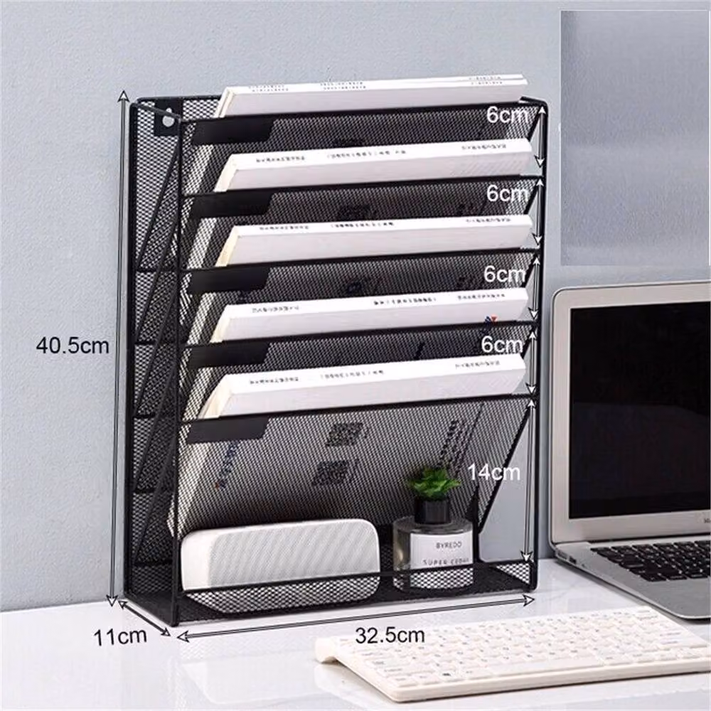 Nordara Wall Mounted 6-Tier Magazine File Holder Rack in Matt Black Metal – 2