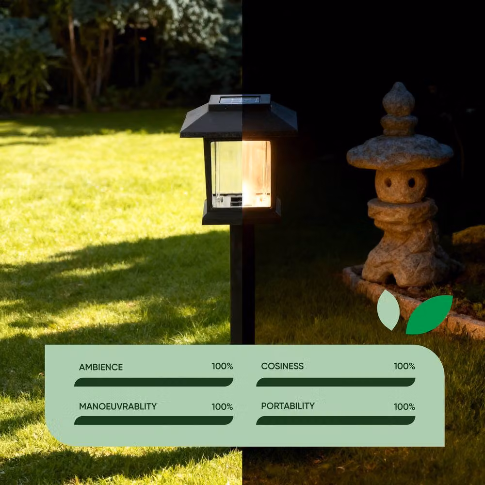 Gardenwize Pack of 6 Solar Lantern Garden Stake Lights with Warm White LED in Black, Height: 39 cm – 4