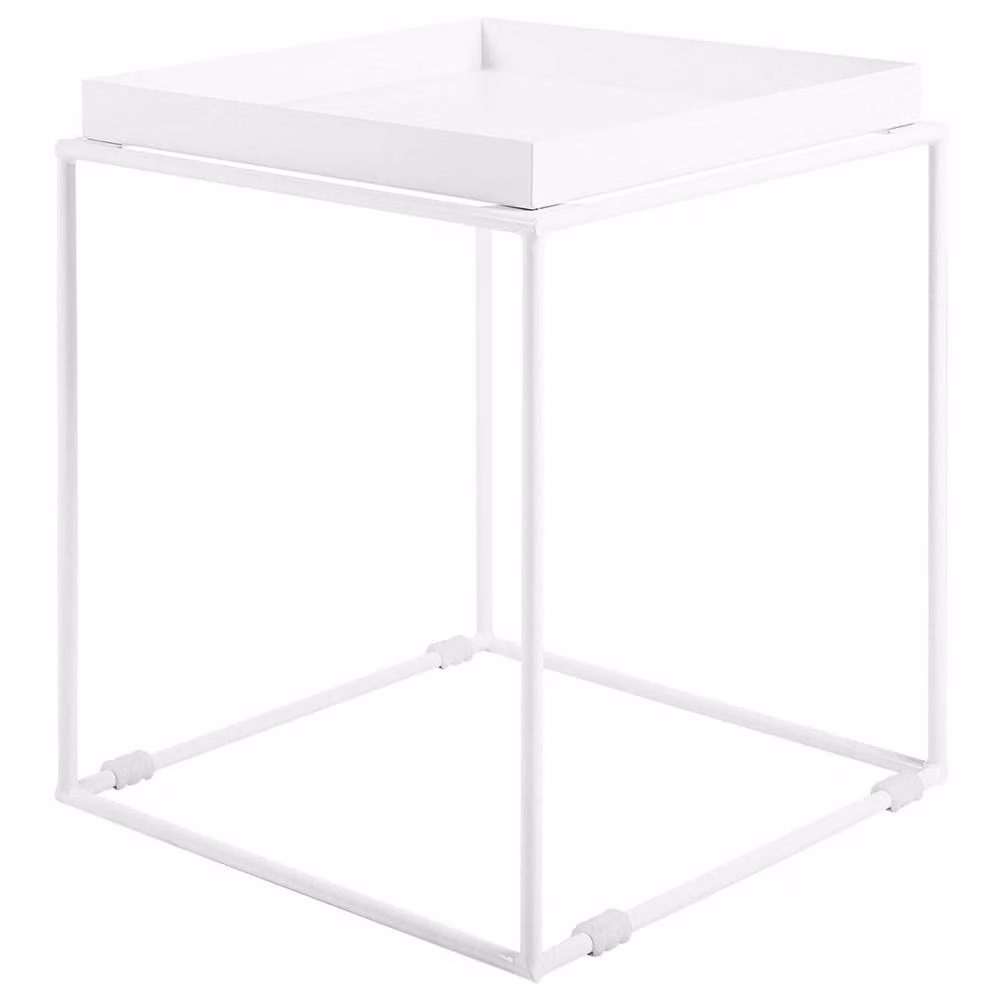 Wyld and Coco White Metal Tray Side Table W/D: 40 x 40 cm, H: 50 cm – 2