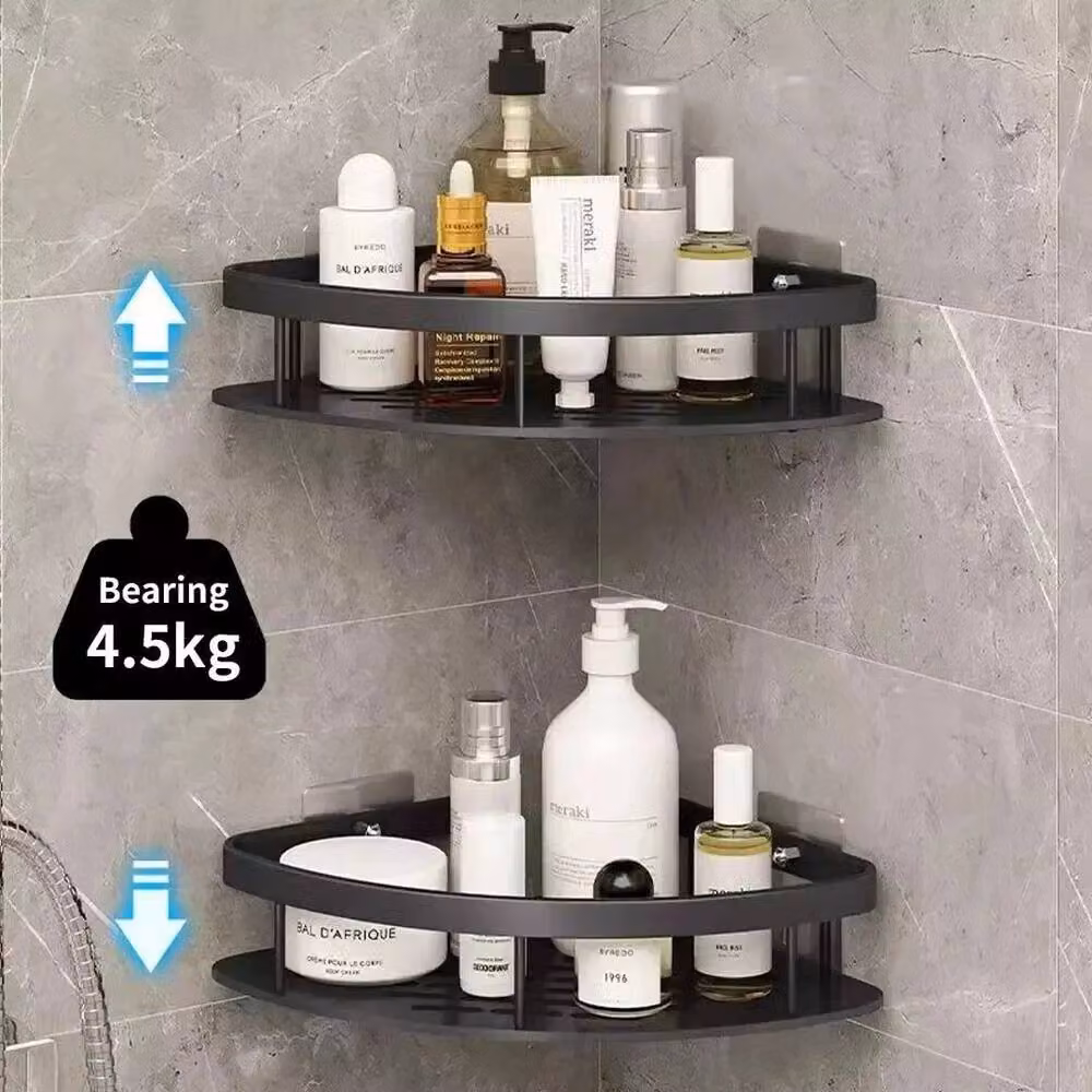 EONLION 2 Pack Black Rustproof Adhesive Corner Shower Caddy Shelves – 3