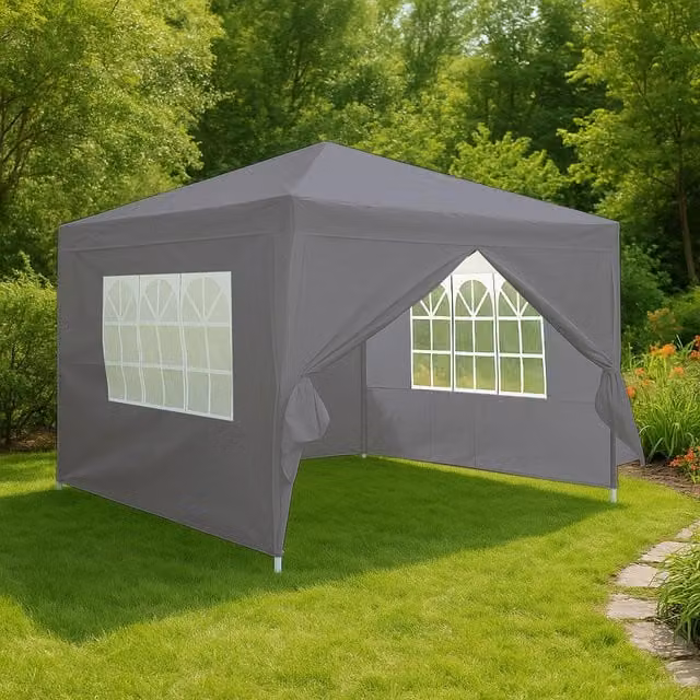 Neo Lightweight Event Gazebo Canopy Marquee Tent with Window, Grey