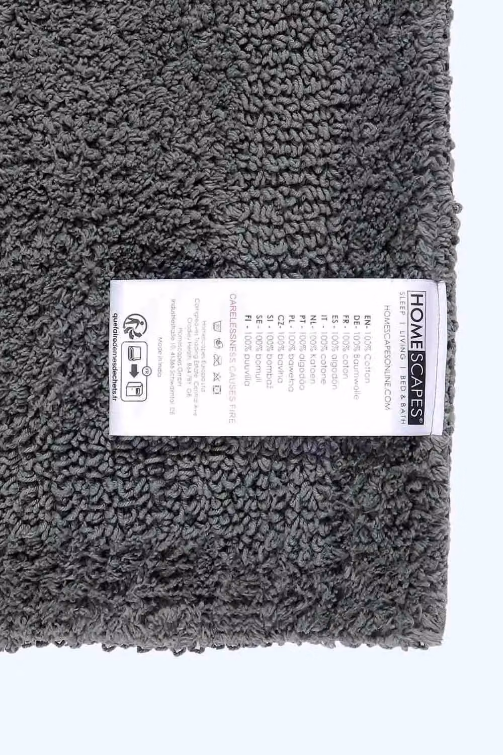 Homescapes Luxury Extra Large Reversible Cotton Bath Mat, Grey, W/D/H: 70 x 120 cm – 2