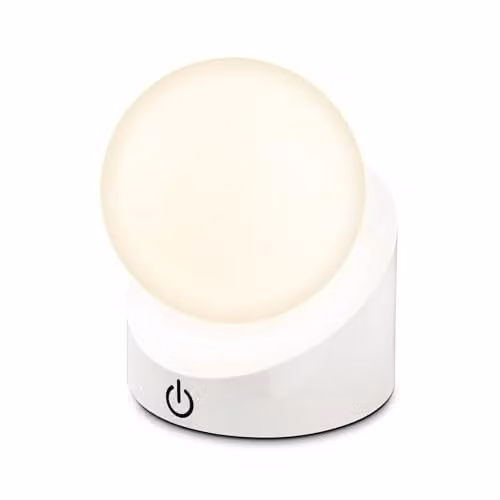 Briloner Mini LED Sphere Table Lamp, White, Wireless Rechargeable Battery, IP54 Waterproof, Dimmable Touch Control, W/D/H: 10 x 8 x 9 cm