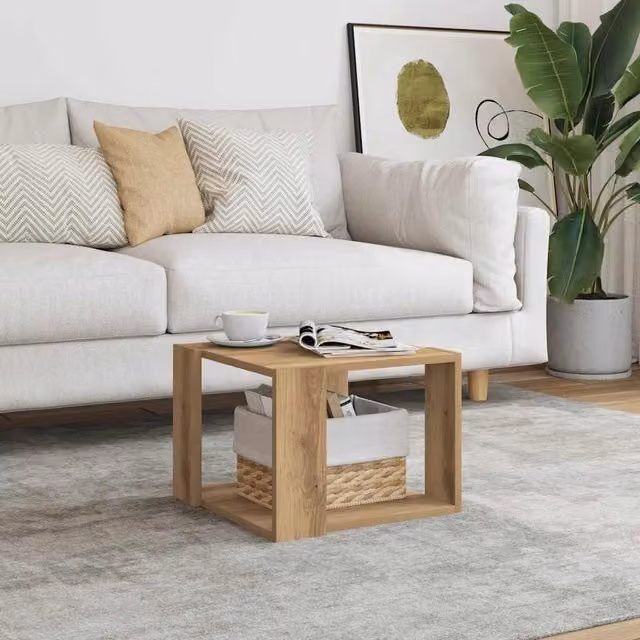 Berkfield Home Artisan Oak Coffee Table in Brown, W/D/H: 40 x 40 x 30 cm