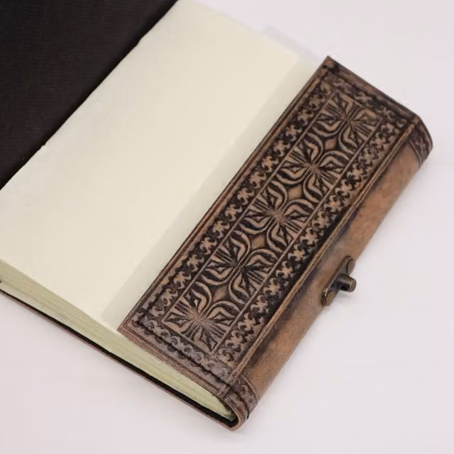 KDMK Hamsa Esoteric Blank Notebook in Grey Faux Leather Hardcover with 200 Pages