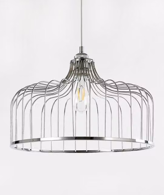 M&S Madrid Modern Silver Metal Dome Ceiling Lamp Shade