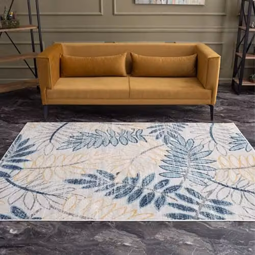 THE RUGS Multicoloured Leaves Floral Area Rug, W: 200 cm, D: 290 cm – 1