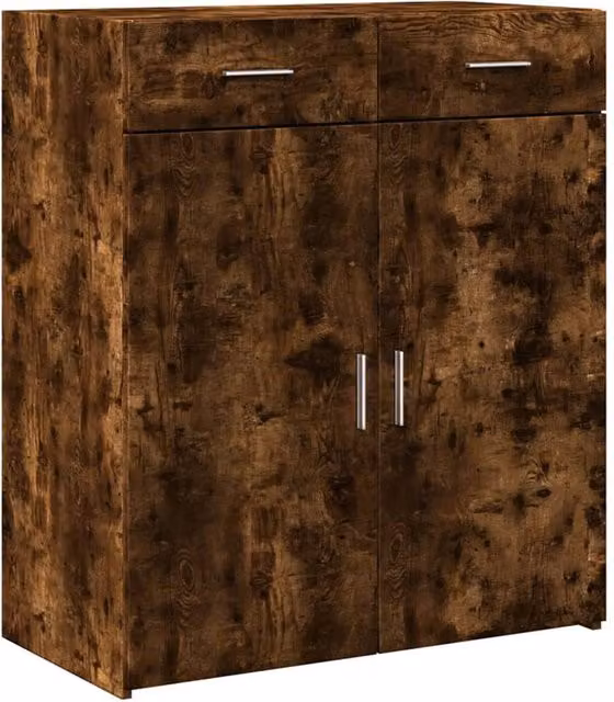 Berkfield Home Smoked Oak Sideboard in Brown, W/D/H: 80 x 42.5 x 93 cm
