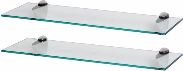 Harbour Housewares Floating Glass Shelf, Transparent with Chrome, Width: 60 cm