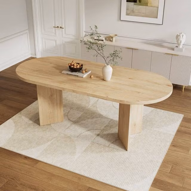 Merax Oval Extendable Dining Table in Brown Wood Effect, W/D/H: 180 x 90 x 75 cm – 1