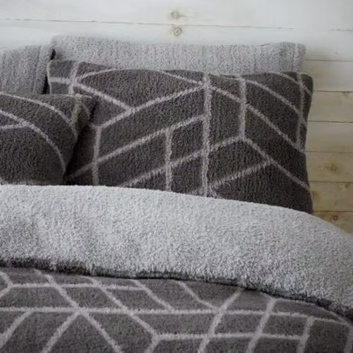 GAVENO CAVAILIA Charcoal Teddy Fleece Duvet Cover and Pillowcase Set, W/D/H: 180 x 200 cm – 4