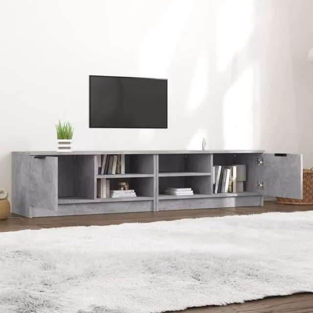 Berkfield Home Set of 2 Modern TV Cabinets in Concrete Grey, Engineered Wood, W: 80 cm, D: 35 cm, H: 36.5 cm