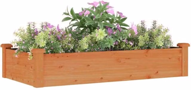 Berkfield Home Garden Raised Bed in Brown Solid Wood with Liner, W/D/H: 120 x 60 x 25 cm – 1
