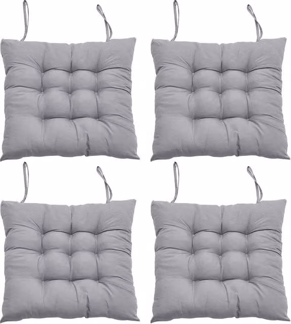 Living and Home 4-Piece Soft Thicken Polyester Tatami Seat Cushion Set in Grey