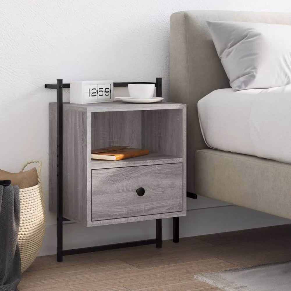 Berkfield Home Wall-mounted Decorative Bedside Cabinet in Grey Sonoma, W: 40 cm, D: 30 cm, H: 61 cm – 2