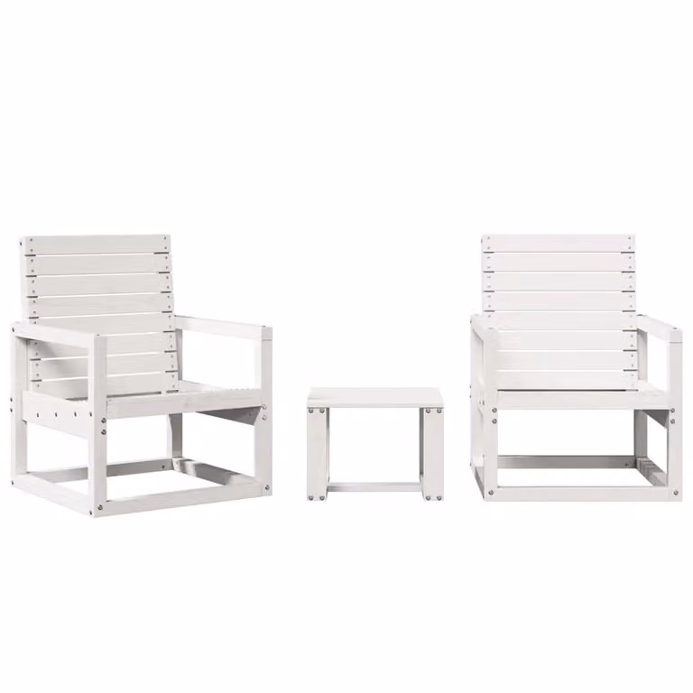 Berkfield Home 3 Piece Rustic White Solid Wood Pine Garden Lounge Set