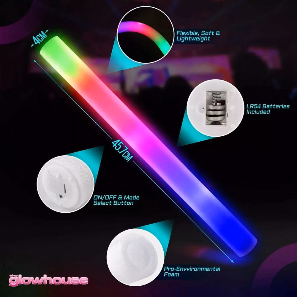 NESTLUNE Multi Colour LED Foam Glow Sticks 18 Inch Large Light Wand – 2