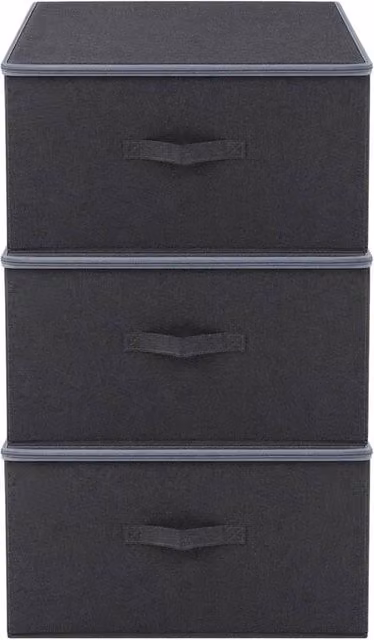 Havendro Set of 3 Foldable Fabric Storage Boxes with Lids in Grey – 1