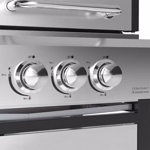 Charles Bentley Dual Fuel 2+1 Burner Gas and Charcoal Grill BBQ in Black and Silver, H x W x D: 110 x 147.5 x 52 cm – 4