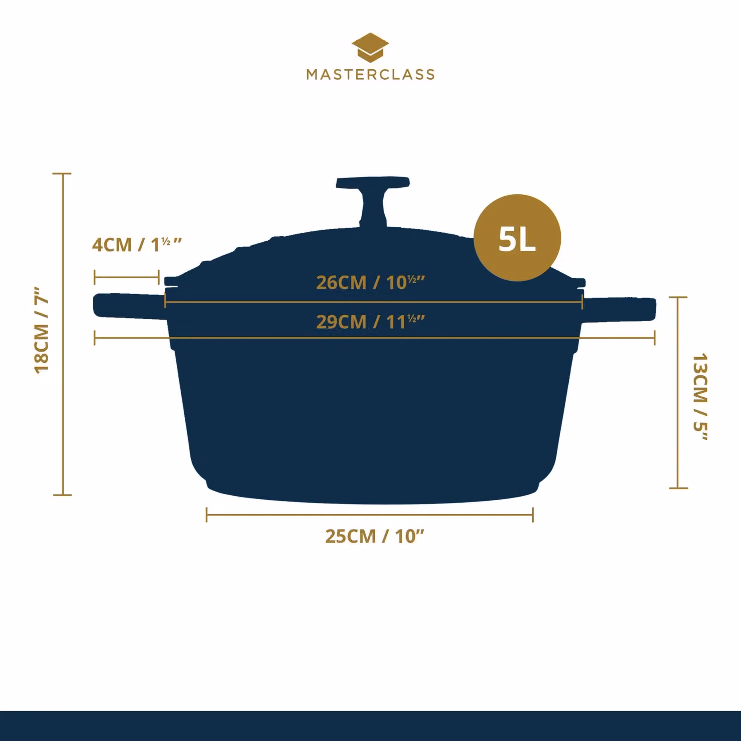 MasterClass Non-Stick Cast Aluminium Casserole Dish with Lid, Black, 5L – 4