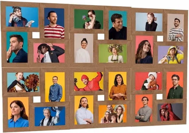 Berkfield Home Modern Rectangular Collage Photo Frame, Light Brown, Holds 24 x 10 x 15 cm Pictures
