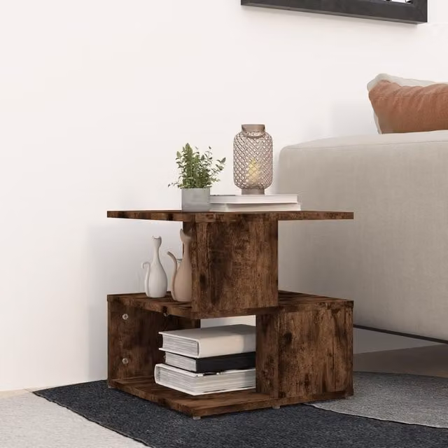 Berkfield Home Modern Square Side Table in Smoked Oak Brown, W/D/H: 40 x 40 x 40 cm – 1