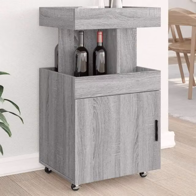 Berkfield Home Modern Grey Sonoma Bar Cart in MDF Laminate, W: 50 cm, D: 41 cm, H: 89 cm