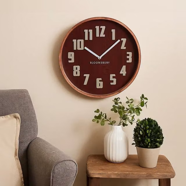 Interiors by Premier Vitus Modern Round Analog Wall Clock, Red and White, Diameter: 40 cm