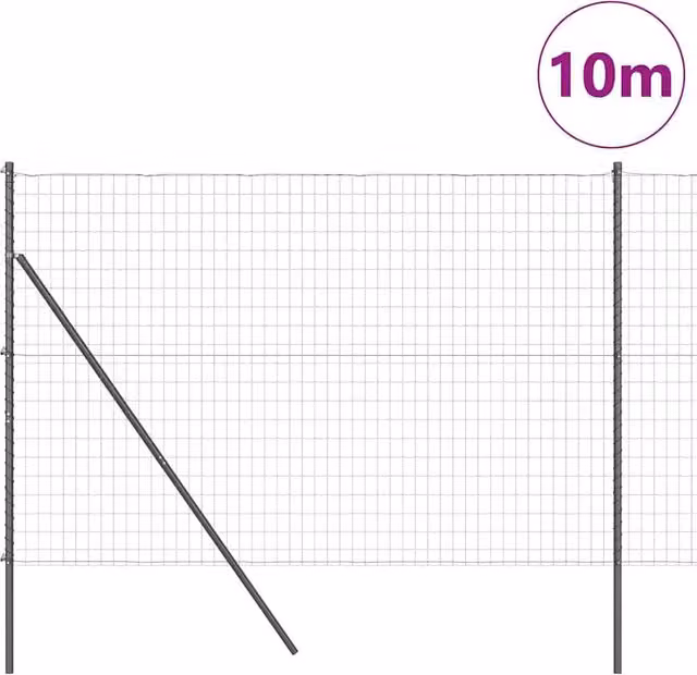 Berkfield Home Modern Euro Fence with 7 Posts, Galvanised Steel, Dark Grey, W: 10 m, H: 1.6 m
