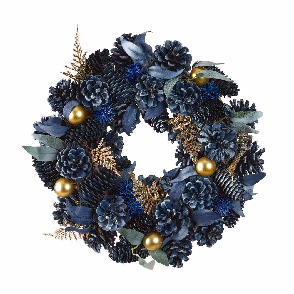 Dibor Moonlight Christmas Table Decoration Centerpiece Wreath in Blue, Diameter: 35 cm – 2