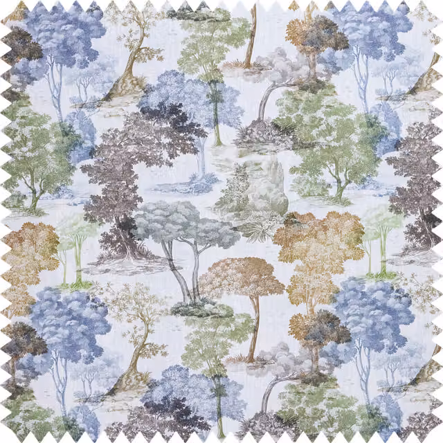 House of Hackney Dendrophilia Delphinium Organic Cotton Linen in Blue and Multicolour