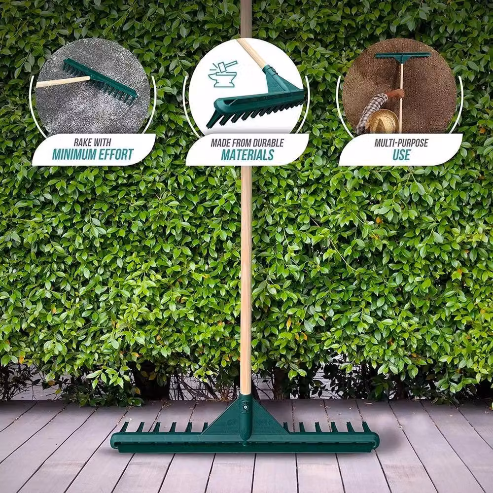Havendro Large Heavy Duty Garden Rake with 16 Tines and 120cm Handle, Green – 4