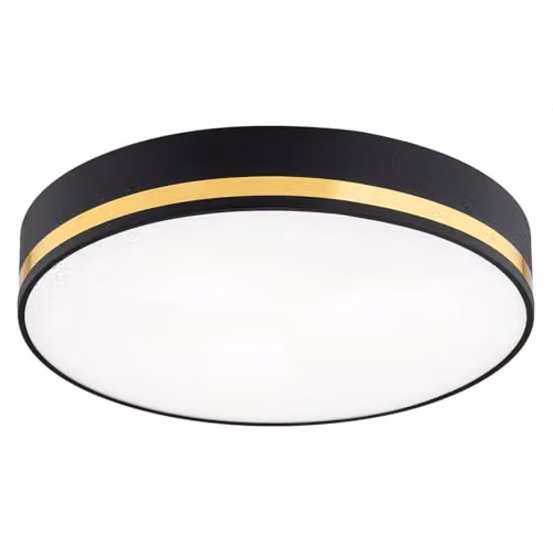 Netlighting Amore 45cm Round Flush Ceiling Light with 3 Lights in Black and Gold/Brass